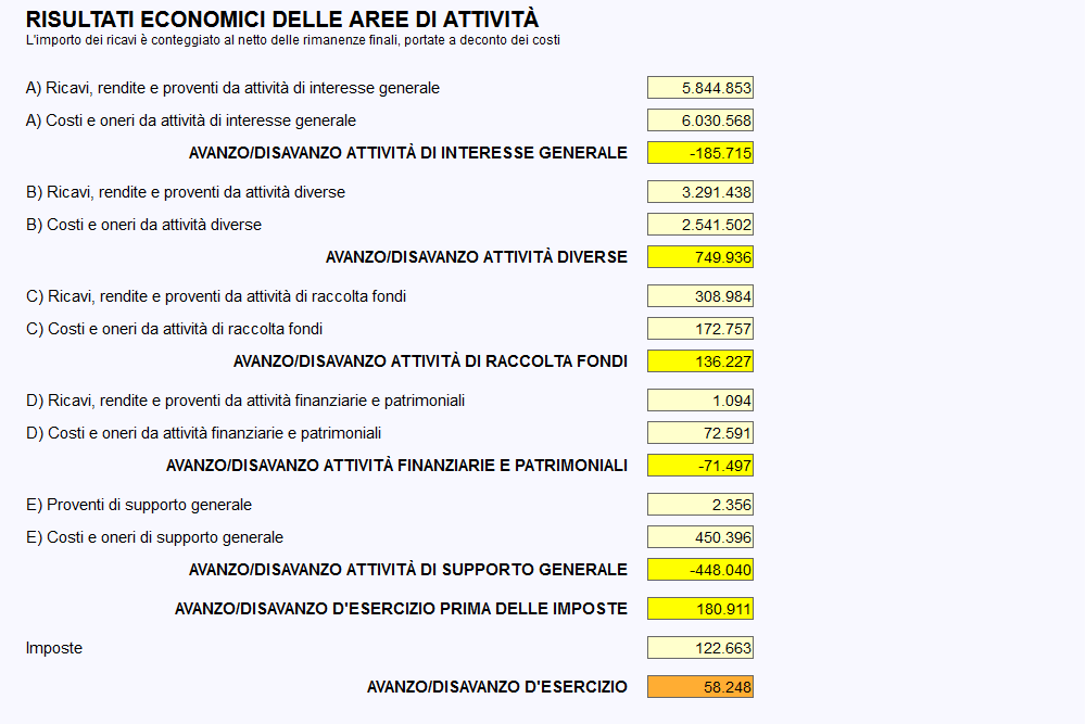 analisi di bilancio ETS - rendiconto gestionale